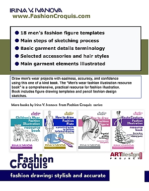 Back cover for book "Men's wear fashion illustration resource book"