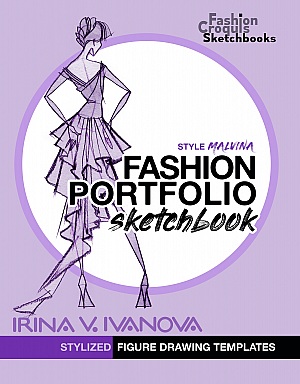 Fashion Portfolio Sketchbook 3. Stylized figure drawing templates. Style Malvina.