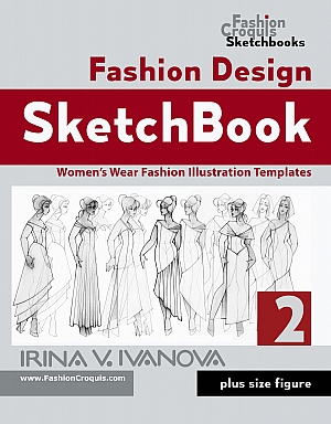 Fashion Design Sketchbook 2.Women's Wear Fashion Illustration Templates. Plus size figure.