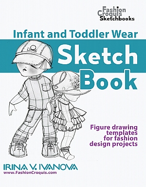 Infant and Toddler Wear Sketchbook. Figure drawing templates for fashion design projects.