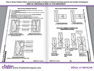 Pages 130-131. How to draw buttons and buttonholes. Common mistakes in buttons and buttonholes drawing