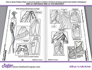 Pages 110-111.Skirts with asymmetrical drapery and details