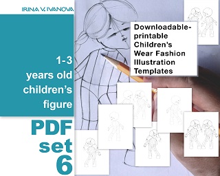 Children's wear croquis for 1-3 years old age group