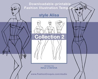 Women's fashion drawing templates for fashion designers. 9 heads. Collection 2