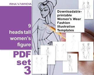 Womenswear Croquis. Female figure. 9 heads tall